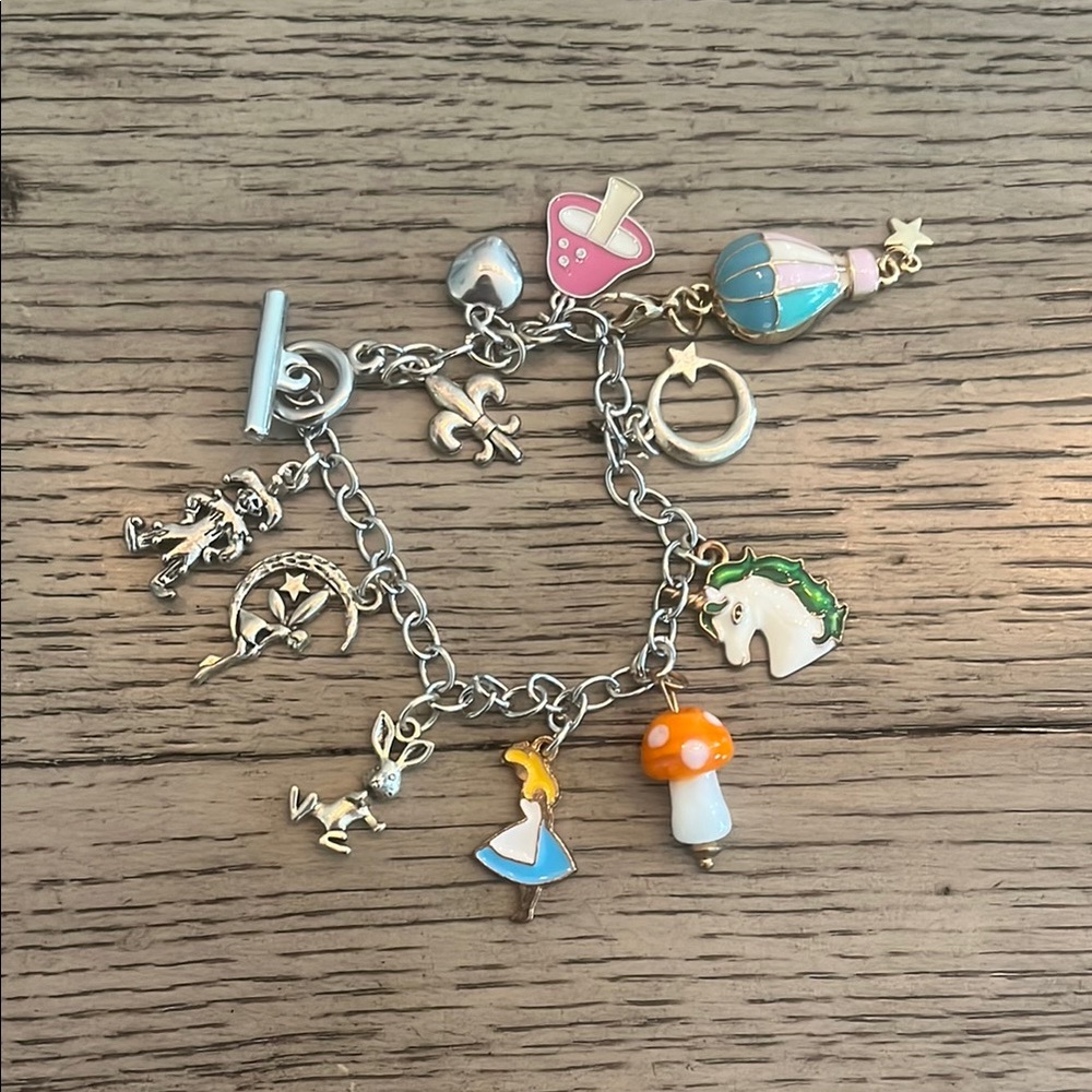 Charming Silver Bracelet with Colorful Charms